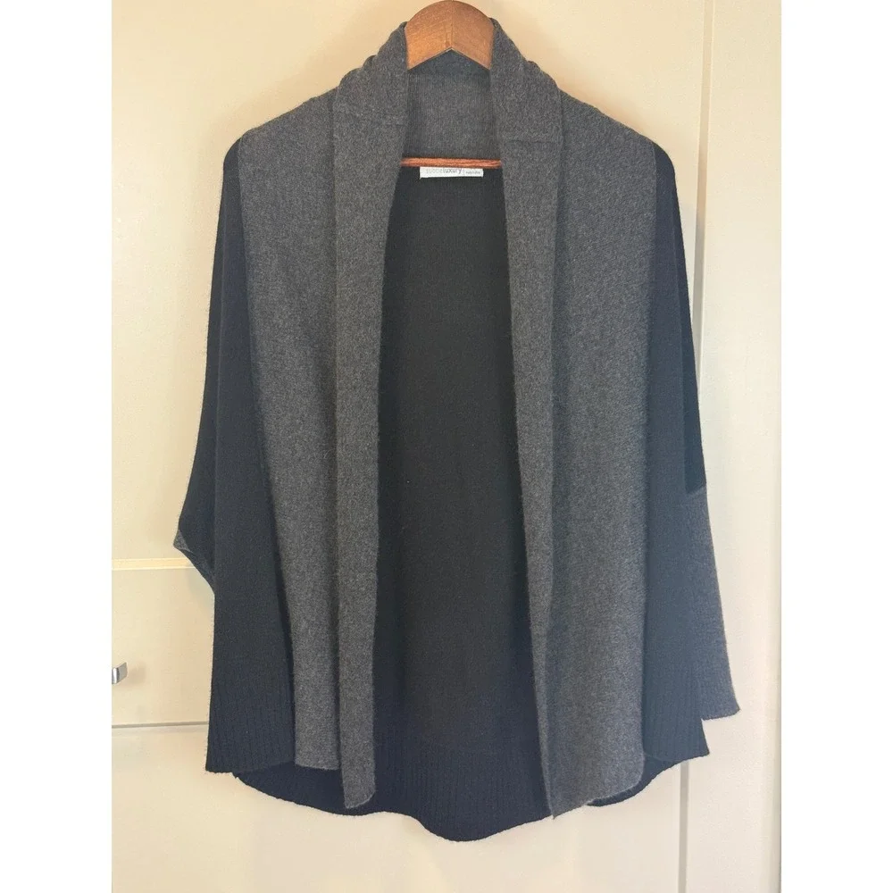 Subtle Luxury 100% Cashmere Color Block Cardigan Sweater S/M - Picture 2 of 7